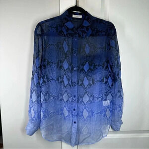 Equipment Femme Blue Ombre Snakeprint Silk Button Down Shirt size‎ XS